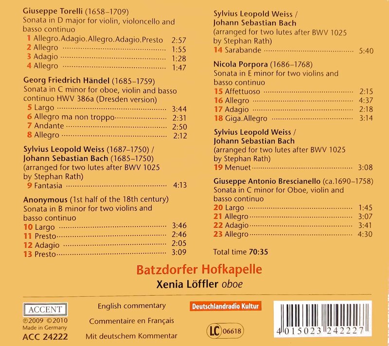 Back-Cover: 'Dresdner Barockmusik - Sonaten aus der Pisendel-Sammlung'