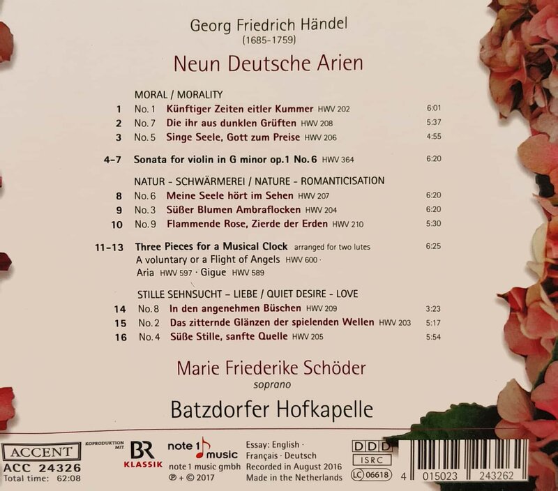 CD-Back: Georg Friedrich Händel: Neun Deutsche Arien